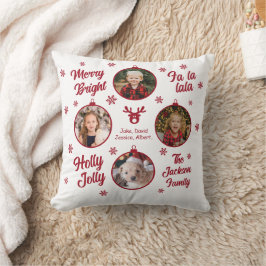 4 Photo Family Ornaments Vit jul Kudde