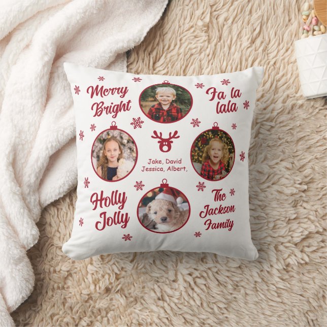 4 Photo Family Ornaments Vit jul Kudde (Filt)