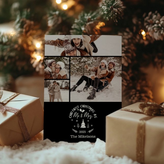 4 Photo First Christmas as Mr. & Mrs Julkort (Skapare uppladdad)