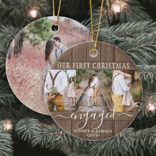 4 Photo First Julafton Engated Rustic Faux Wood Ro Julgransprydnad Keramik