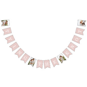 4 Photo Förlovningsfest Rosa Bunting Flaggor