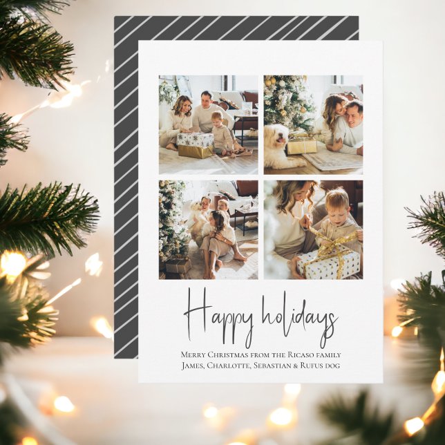 4 Photo Glad helg-julmall Julkort (4 Photo Happy Holidays Christmas template flat card from Ricaso)
