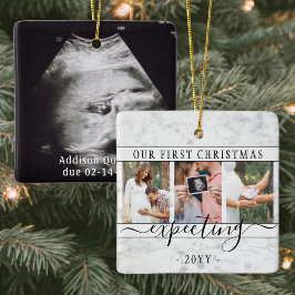 4 Photo Gravid New Parents 1st Julafton väntar på Julgransprydnad Keramik