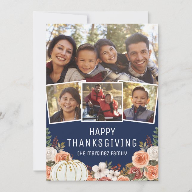4 Photo Happy thanksgiving Helgdag Card Julkort (Framsida)