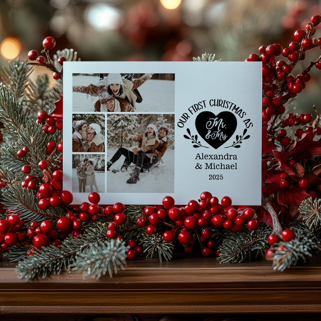 4 Photo Heart First Christmas as Mr & Mrs Julkort (Skapare uppladdad)