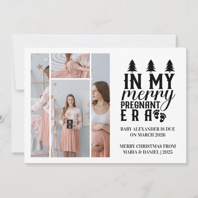 4 Photo In My Merry Pregnant Era Christmas Julkort (Framsida)