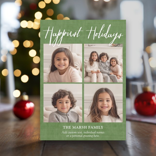 4 Photo Instagram Collage - Happiest Helgdagars Julkort (Modern Christmas Photo Greeting Card)