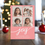 4 Photo Instagram Collage with Joy - Coral Julkort<br><div class="desc">Använda 4 bilder för att göra ett unikt och trendig God jul memento. Om du vill flytta något runt klickar du på knappen Anpassa för att göra ändringar.</div>