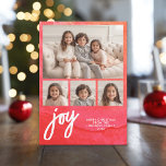 4 Photo Joy God jul minimal Red Watercolor Julkort<br><div class="desc">Använda fyra fyrkantiga bilder och gör ett unikt och trendig God jul hälsning med en ljus och glatt vattenfärg mönster på baksidan. Om du vill flytta något runt klickar du på knappen Anpassa för att göra ändringar.</div>