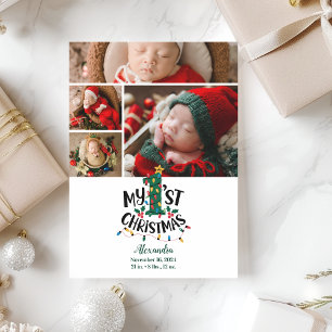 4 Photo Julgran Ljus Första jul Julkort