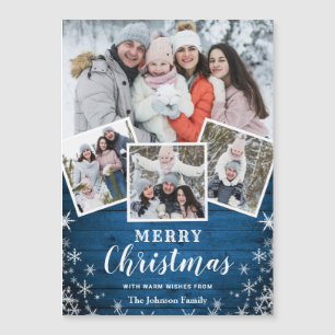 4 PHOTO-julkort Rustic Wood Magnetic Card