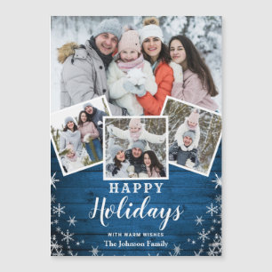 4 PHOTO-julkort Rustic Wood Magnetic Card
