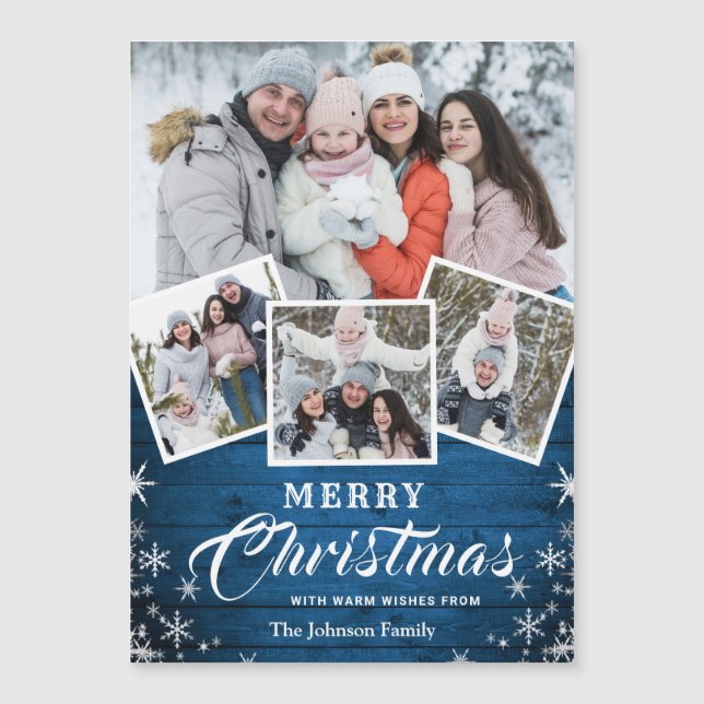 4 PHOTO-julkort Rustic Wood Magnetic Card (Framsida)