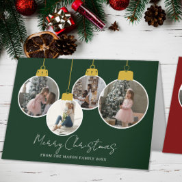 4 photo Merry Christmas bauble Photo Card Tack Kort
