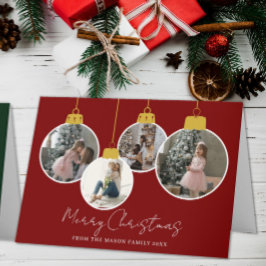 4 photo Merry Christmas bauble Photo Card Tack Kort