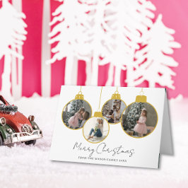 4 photo Merry Christmas bauble Photo Card Tack Kort