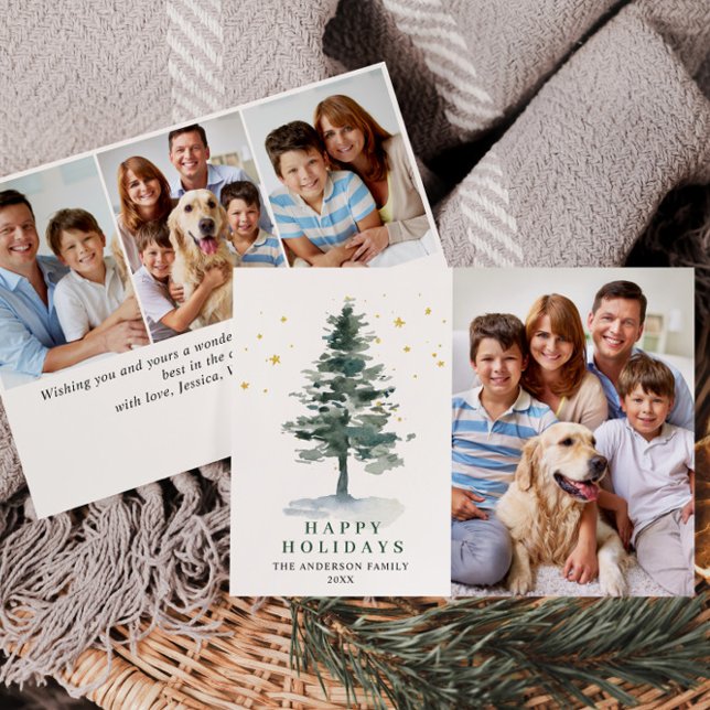 4 PHOTO Minimalist Christmas Tree Greeting Julkort (Skapare uppladdad)