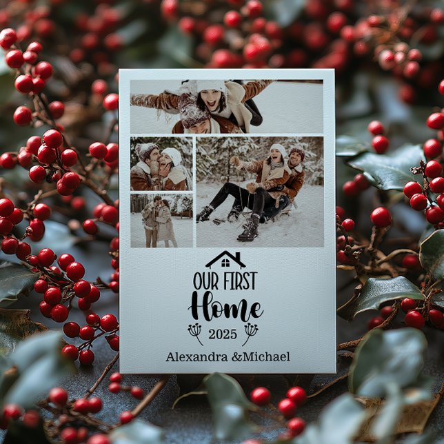 4 Photo Minimialist jul vårt första hem Julkort (Skapare uppladdad)