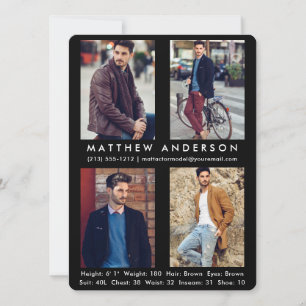 4 Photo Model Actor Comp Card Blk R