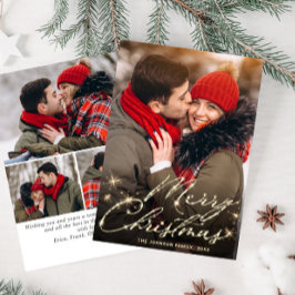 4 PHOTO Modern gyllene jul Hälsning Julkort