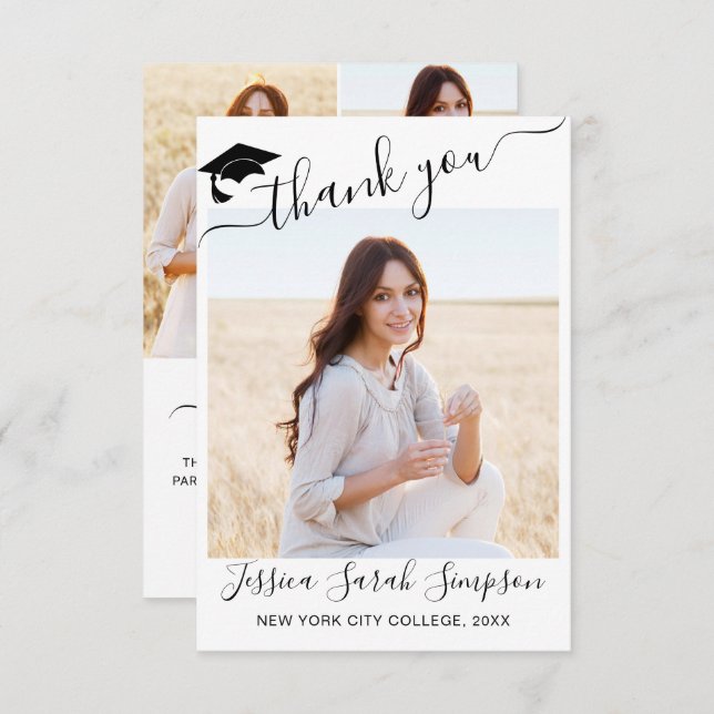 4 PHOTO Modern Simple Minimalist Studenten  Tack Kort (Fram/baksida)