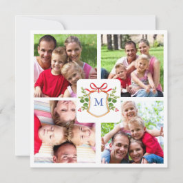 4 Photo Monogrammed vapensköld Square jul Julkort