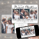 4 Photo Newlywets 1:a gifta julen vit<br><div class="desc">Skicka glatta helgdag önskemål som ny Mr. Och Mrs! Fira giftermål som nygifta och fyra av bröllop bilder med ett fotokollage av snyggt anpassningsbar med helgdag "Vår första gifta jul". All text i den här mallen är enkel att anpassa för att inkludera alla formuleringar, som Merry and Married, Merrily Married,...</div>