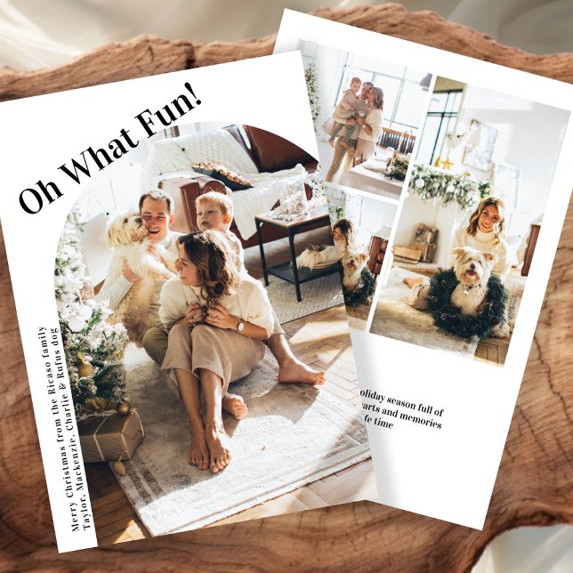 4 Photo oh Vilken Roligt jul Julkort (4 Photo oh What Fun Christmas template card from Ricaso. Add your own photos and text message)