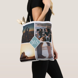 4 Photo Personlig Collage Monogrammed Tygkasse