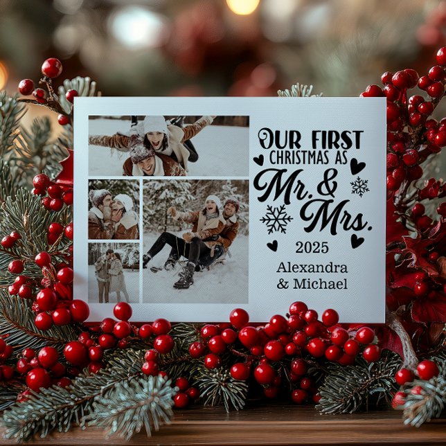 4 Photo Snowflakes Christmas Mr and Mrs  Julkort (Skapare uppladdad)