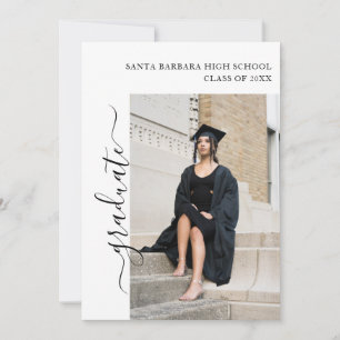 4 Photo Studenten Collage Black and White Script Inbjudningar