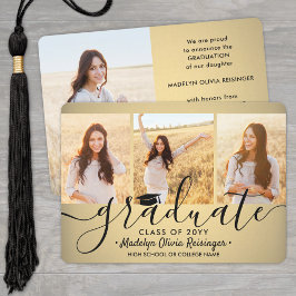 4 Photo Studenten Collage Black och Guld Ombre Meddelande