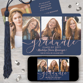 4 Photo Studenten Collage Blue & Rosa Script Meddelande