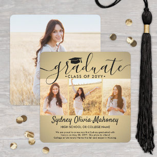 4 Photo Studenten Collage Modern Guld Ombre Meddelande