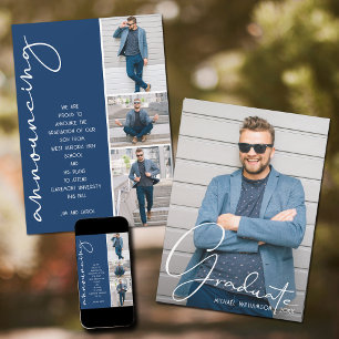 4 Photo Studenten Collage Navy Blue Meddelande