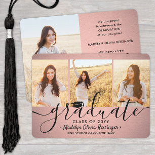 4 Photo Studenten Collage Rosa Ombre och Black Meddelande