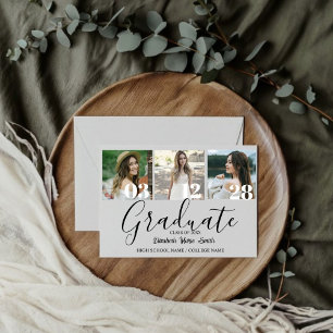 4 Photo Studenten Collage Simple Modern Script Inbjudningar
