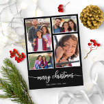 4 Photos Collage Cute Script God jul Black Vykort<br><div class="desc">4 Photos Collage Cute Script God jul Black-vykort</div>