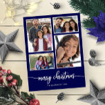 4 Photos Collage Elegant God jul Blue Vykort<br><div class="desc">4 Photos Collage Elegant God jul Blue Postcard</div>