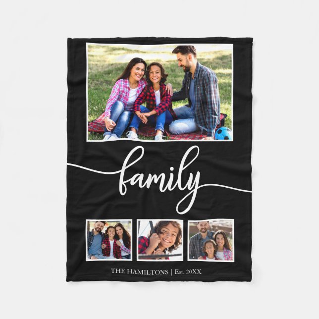 4 Photos Collage Family Home Decor Fleecefilt (Framsidan)