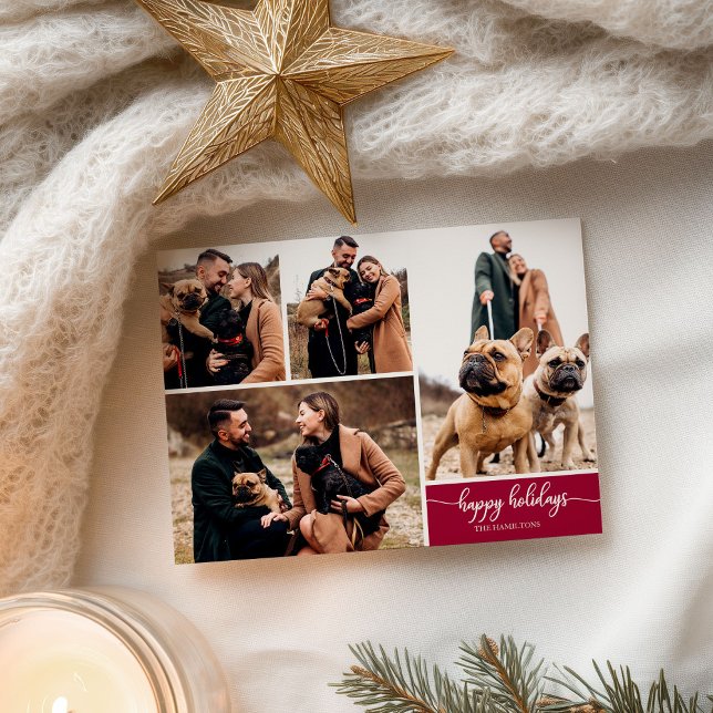 4 Photos Collage Glad helg Modern jul Vykort (Skapare uppladdad)