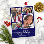 4 Photos Collage Glad helg Modern Navy Blue Vykort<br><div class="desc">4 Photos Collage Glad helg Modern Navy Blue Postcard</div>