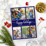 4 Photos Collage Glad helg Modern Navy Blue Vykort<br><div class="desc">4 Photos Collage Glad helg Modern Navy Blue Postcard</div>