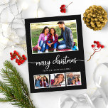 4 Photos Collage God jul Modern Black Vykort<br><div class="desc">4 Photos Collage God jul Modern Black Postcard</div>