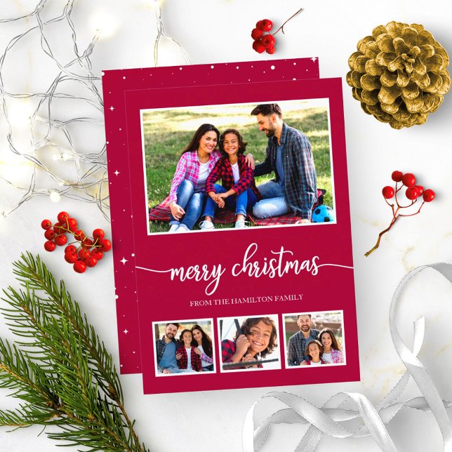 4 Photos Collage God jul Modern Helgdagars Inbjudningar (Skapare uppladdad)