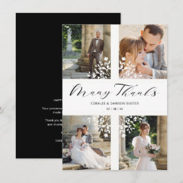 4 Photos Collage Minimalist Branches Wedding Tack Kort