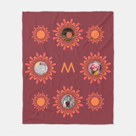 4 PHOTOS & MONOGRAM Sol / FLODRE anpassningsbar Ka Fleecefilt