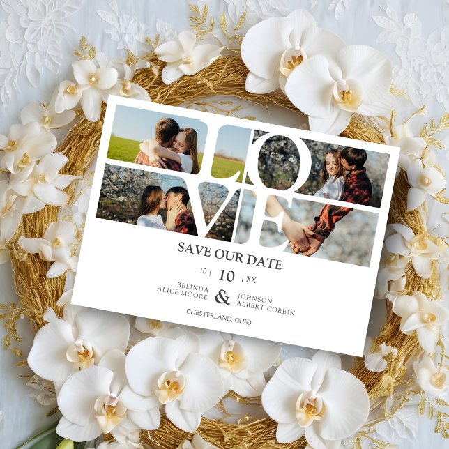 4 Photos White Chic Trendig Collage Bröllop Covid1 (4 Photos White Chic Trendy Collage Wedding Covid19 Save the Date. )