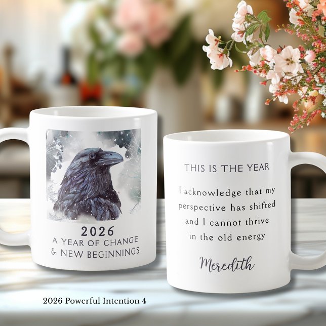 4. Raven 2026 Year of Change Powerful Intention Kaffemugg (Raven 2026 Year of Change and New Beginnings Powerful Intention 4 Coffee Mug)