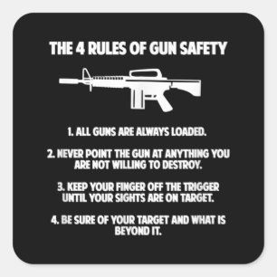 4 Regler av Gun Safety - välreglerad milis 2:a Fyrkantigt Klistermärke